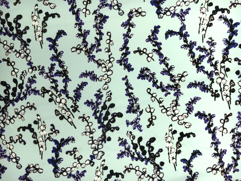 Printed Polyester Blend Twill with Lavender Sprigs0
