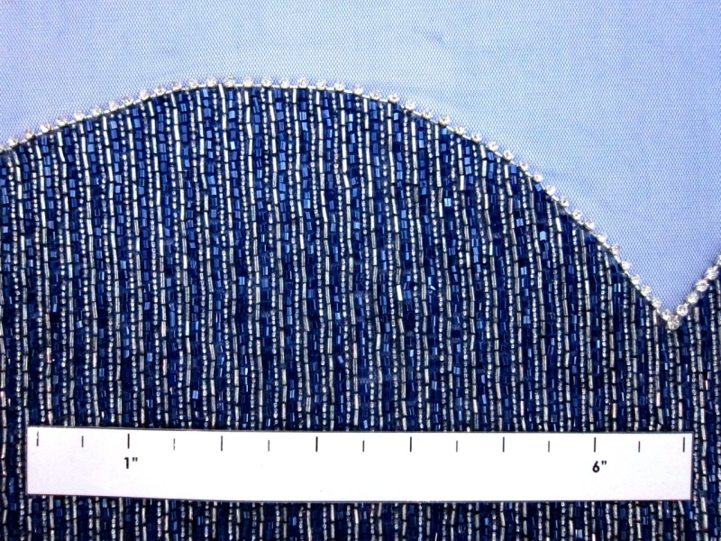 Suzanne Royal Bugle Bead Embroidered Tulle Bodice 1