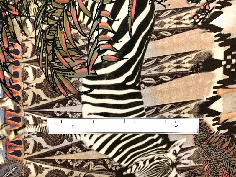 Printed Silk Crepe de Chine with Safari Scenes1