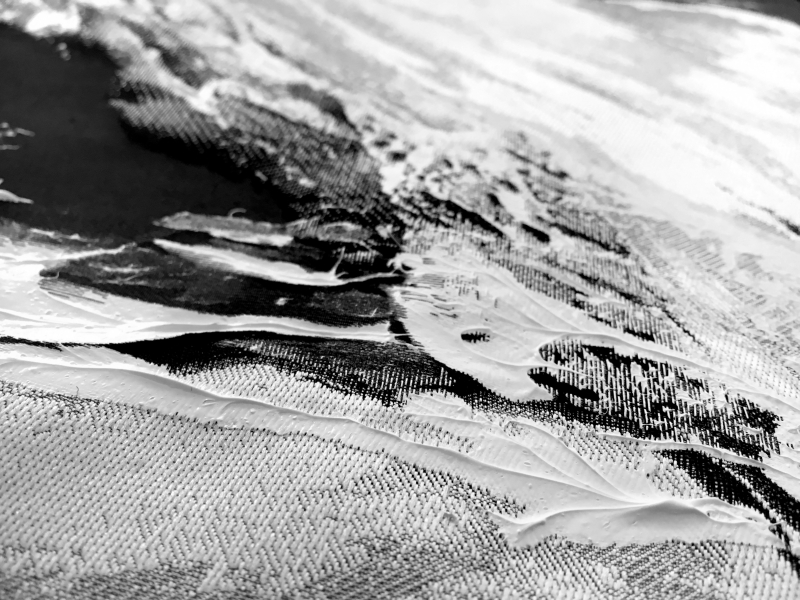 Handpainted Silk Blend Organza with Abstract Waves2