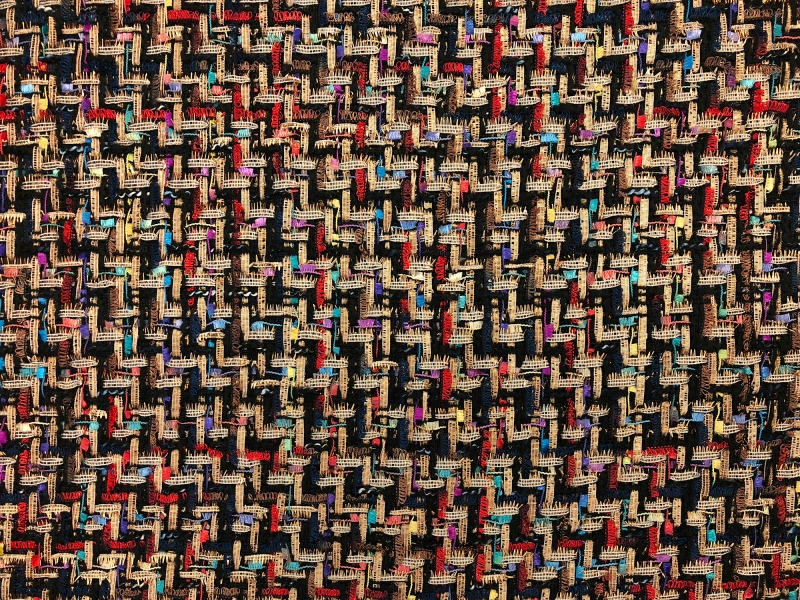 Metallic Poly Tweed in Multi Over Black0