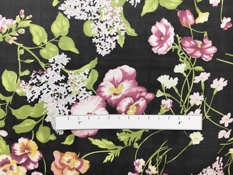 Printed Silk Chiffon with Florals in Black1