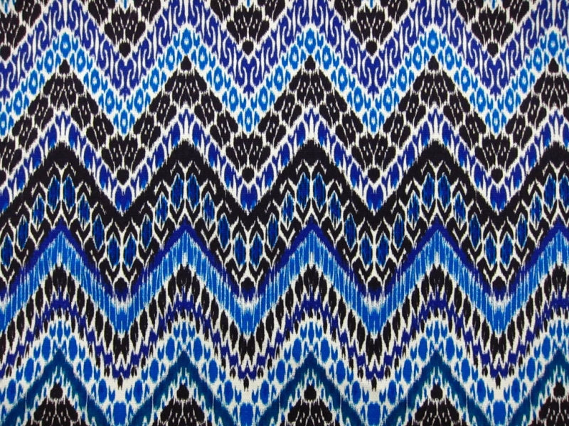 Linen Upholstery Multi Zig Zag Ikat Print0
