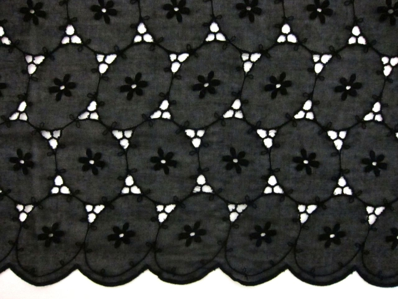 Cotton Voile Eyelet in Black0