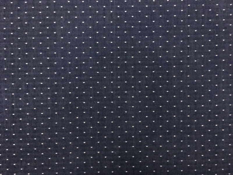 Cotton Chambray Dots in Indigo0