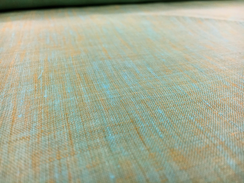 Two Toned Lightweight Linen in Turquoise Ochre0