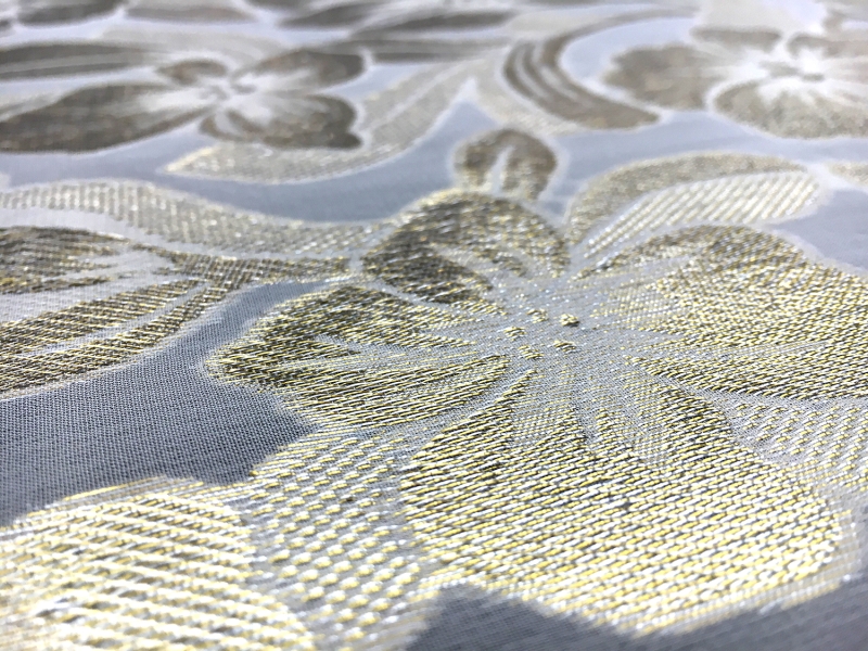 Silk Chiffon with Metallic Fil Coupé Flowers1