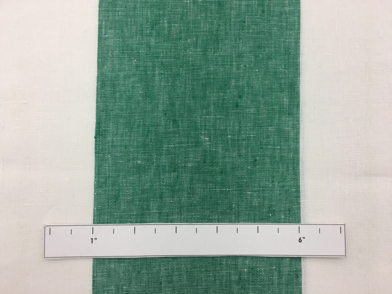 Linen Wide Stripe in Ivory and Green1