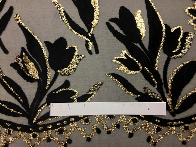 Silk Lurex Panné Burnout Velvet with Border Pattern1