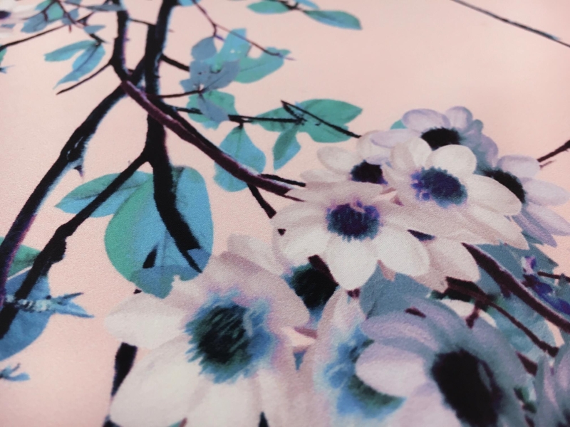 Printed Silk Charmeuse with Large Cherry Blossom Branches2