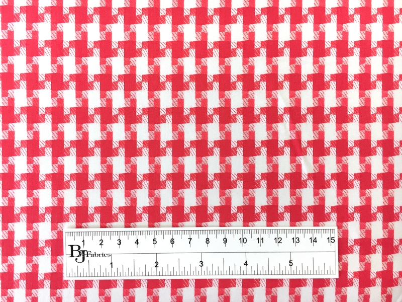 Italian Cotton Houndstooth Shirting in Vermilion3