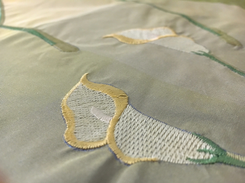 Silk Taffeta Check with Embroidered Calla Lilies 2