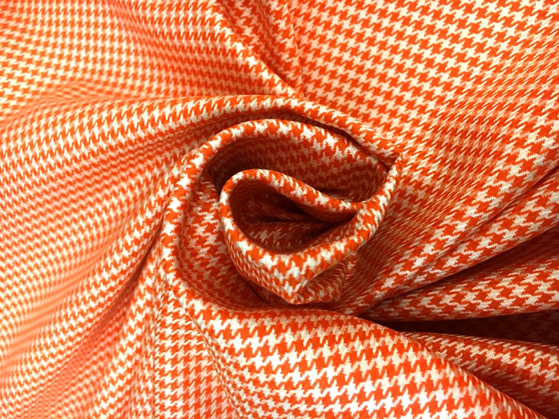 Italian Superfine Wool and Silk Houndstooth in Tangerine1