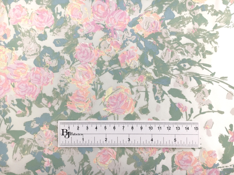 Pigment Printed Silk Satin with Impressionist Roses1