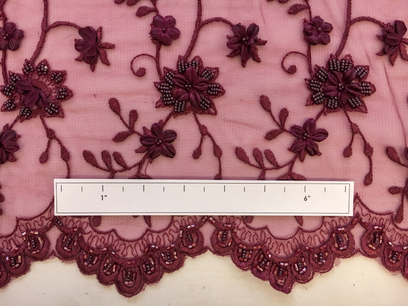 Beaded and Embroidered Illusion with Flowers and Vines1