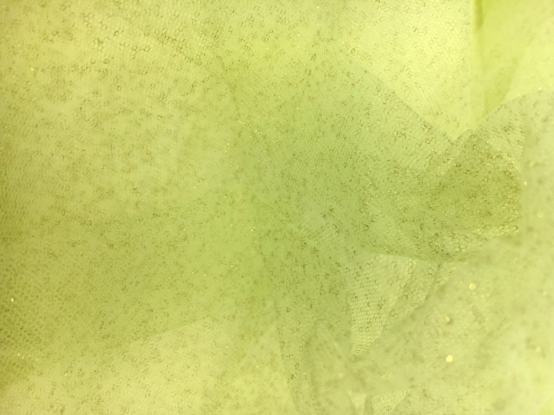 Metallic Nylon Tulle in Pistacchio and Gold0
