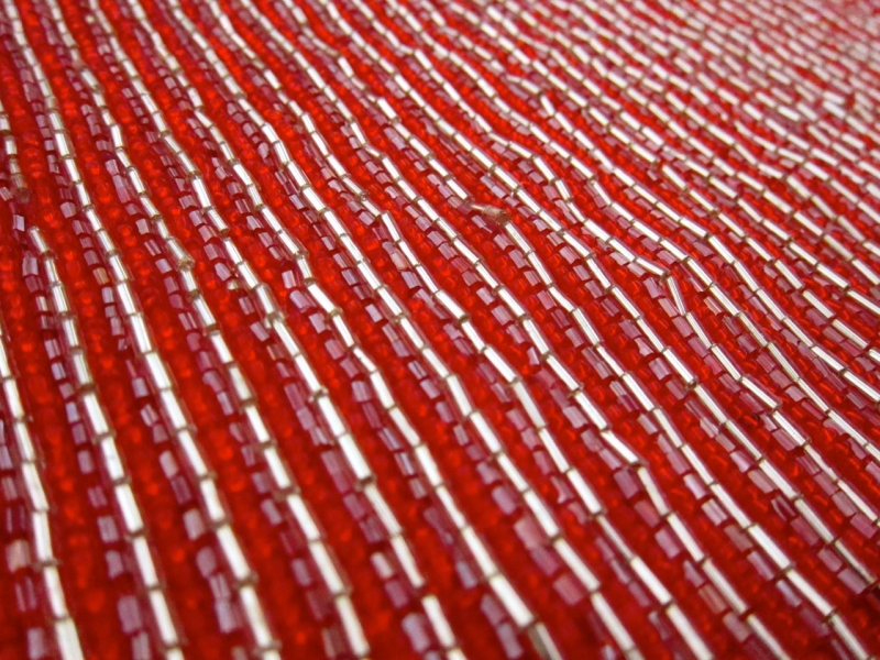 Suzanne Red Bugle Bead Embroidered Tulle Bodice 2