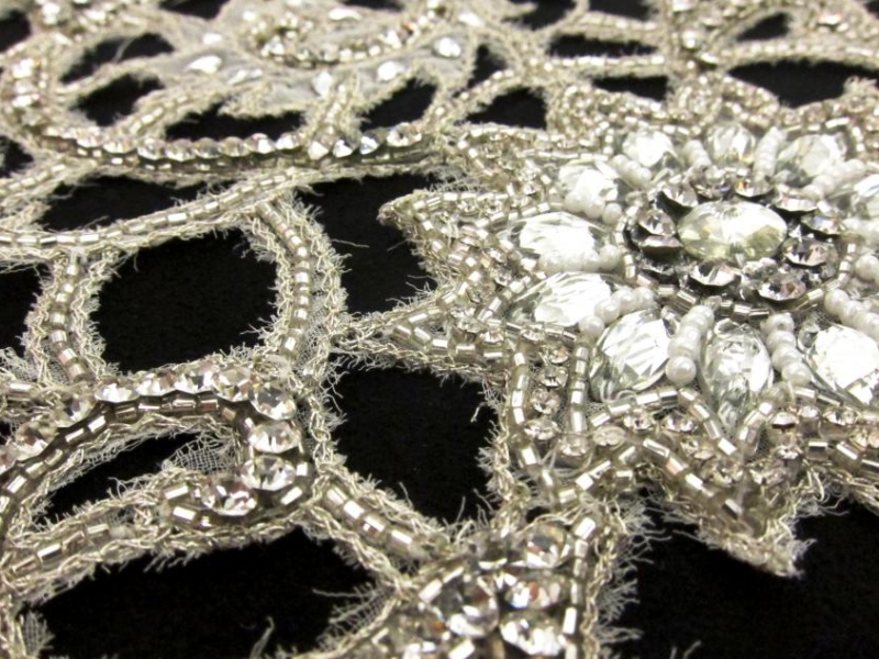 Crystal and Beads on Cut Metallic Embroidered Silk Chiffon2