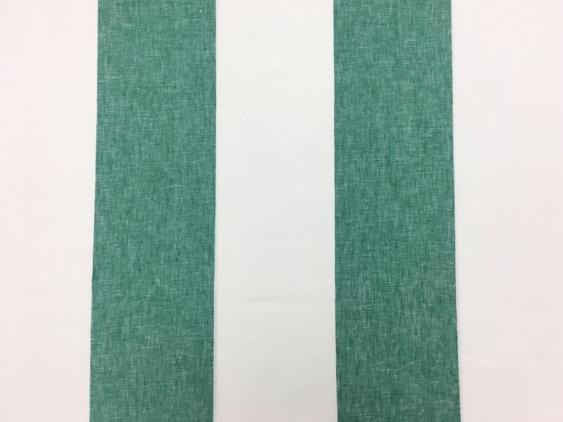 Linen Wide Stripe in Ivory and Green0