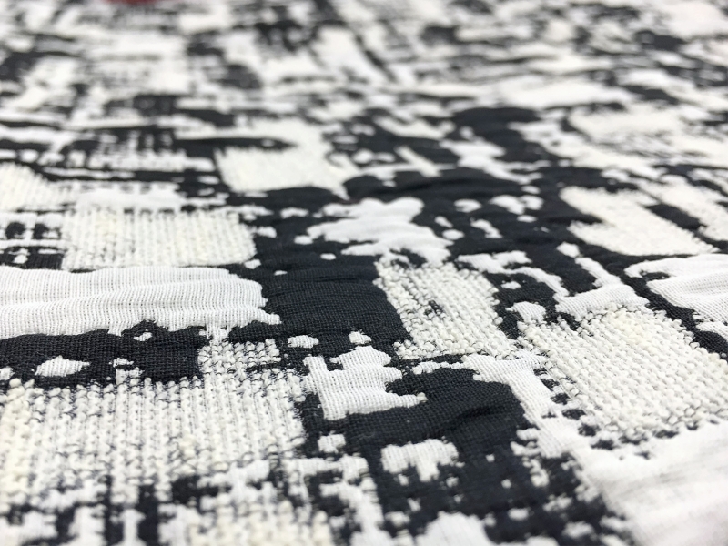 Abstract Geometric Brocade in Midnight Navy0