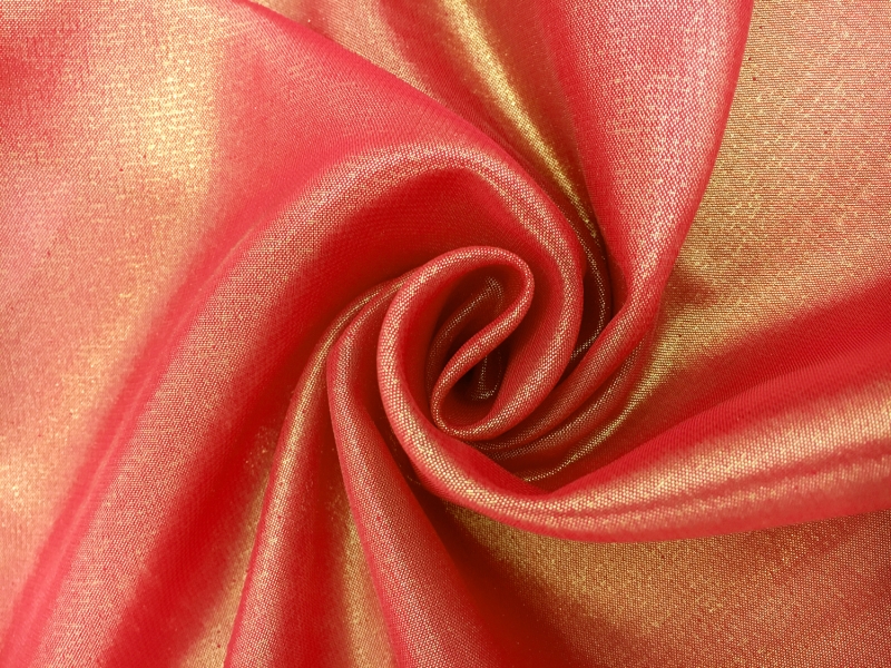 Microfiber Gold Metallic Chiffon in Red0