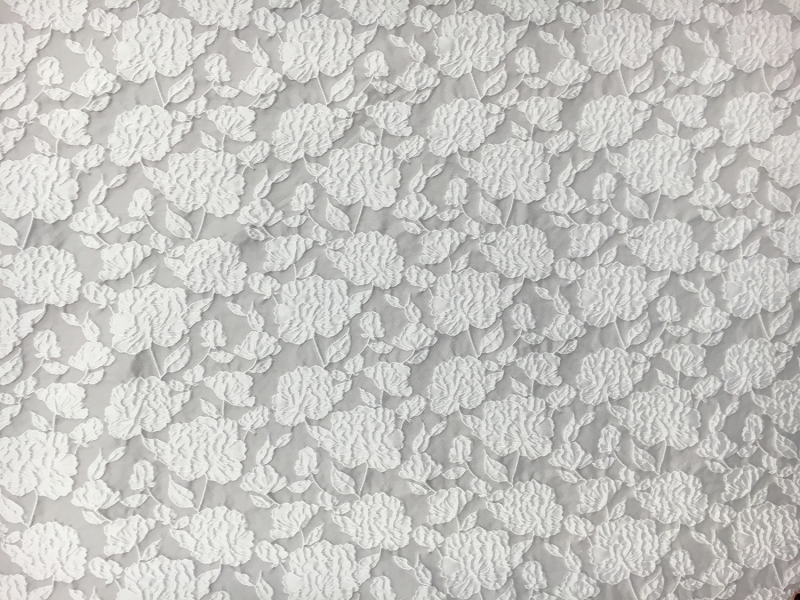 Cotton Blend Floral Cloqué in Light Grey0