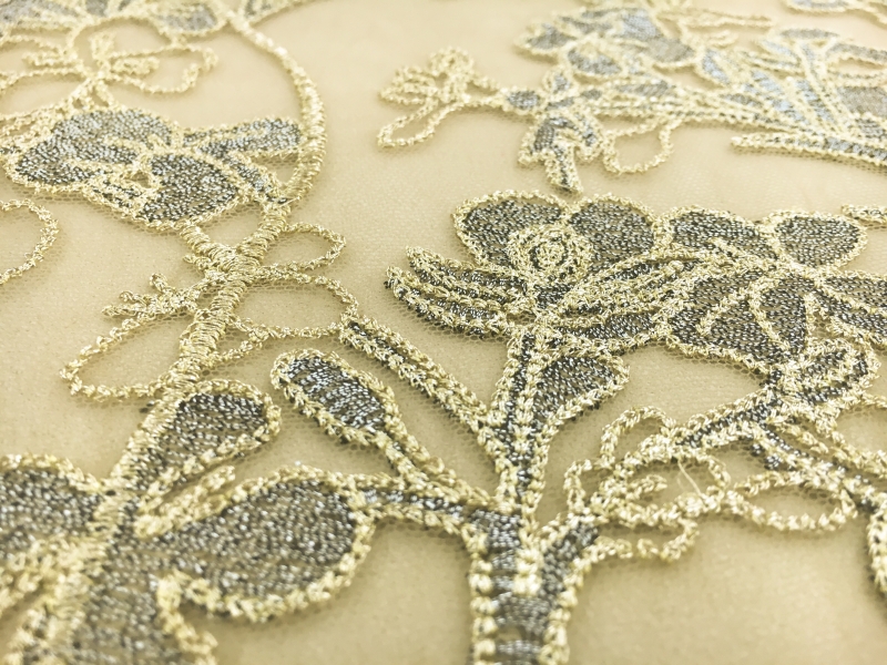 Metallic Embroidered Tulle with Florals and Heavy Embroidery2
