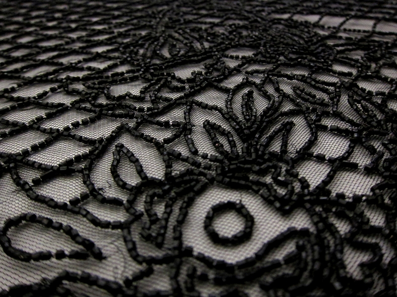 Novelty Beaded Tulle with Bugle Beads4