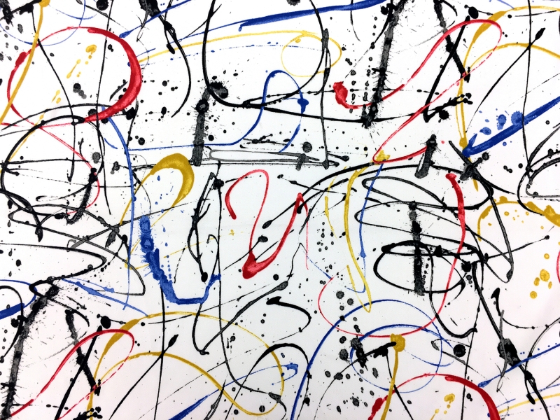 Cotton Twill With Paint Strokes Print 0