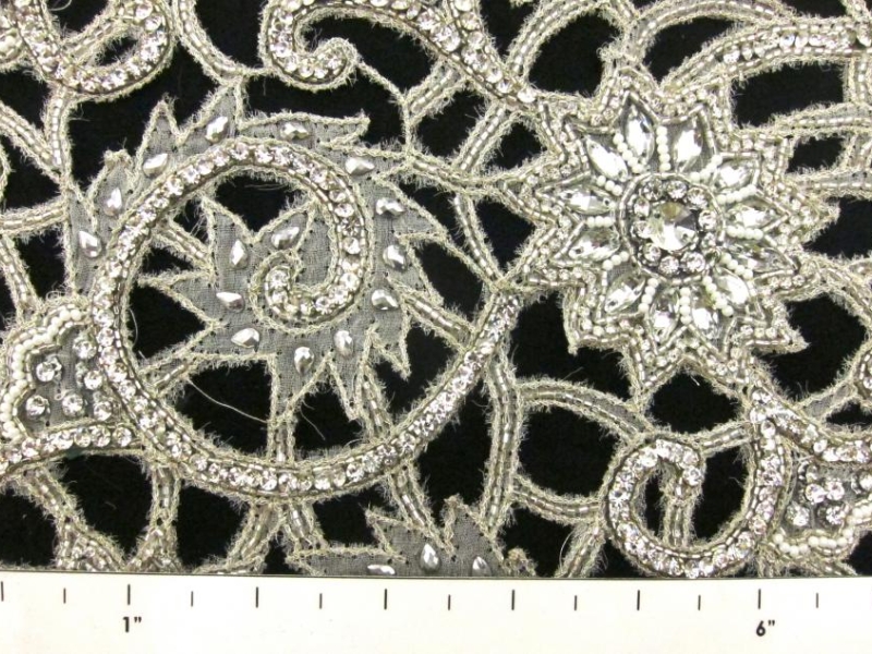 Crystal and Beads on Cut Metallic Embroidered Silk Chiffon1