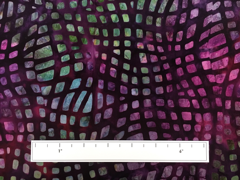 Cotton Batik With Psychedelic Print in Purple and Green2