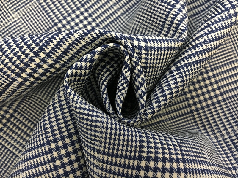 Italian Wool Lycra Glen Plaid in Blue1