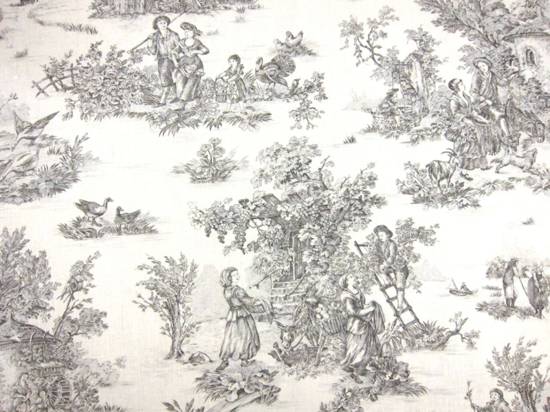 French Linen Toile de Jouy Print0