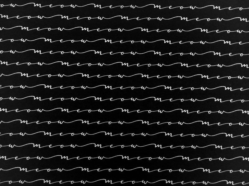 Cotton Broadcloth Meow Script Print0