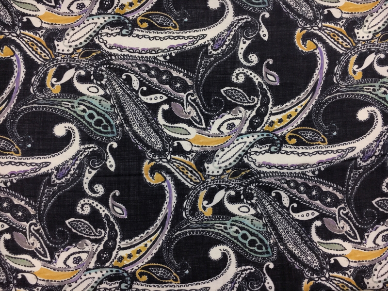 Italian Wool Challis With Over Sized Paisley Print0