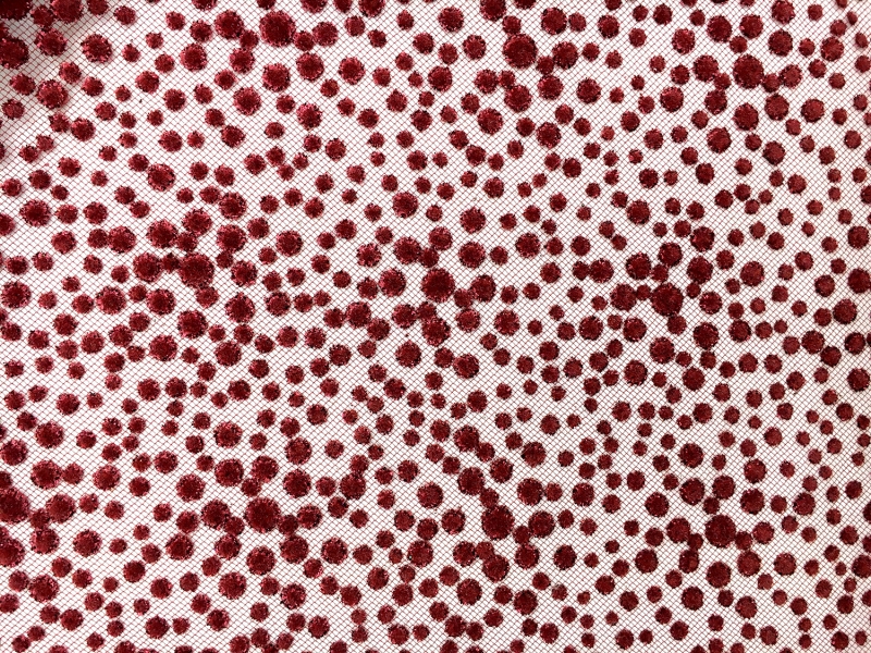 Metallic Flocked Tulle in Burgundy2