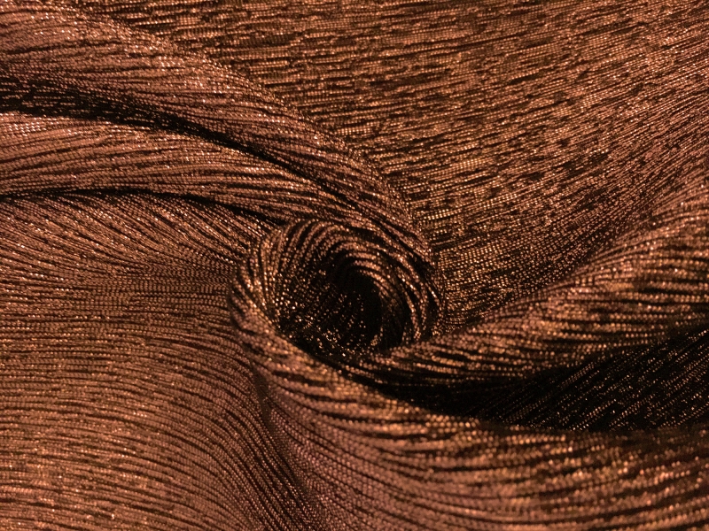 Metallic Organza Pleated Cloqué in Rust0