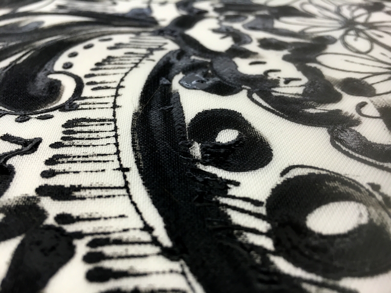 Hand Painted Lacquer Border Silk Gazar Panel3