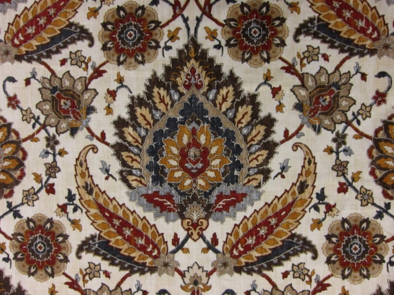 Linen Upholstery Paisley Print0