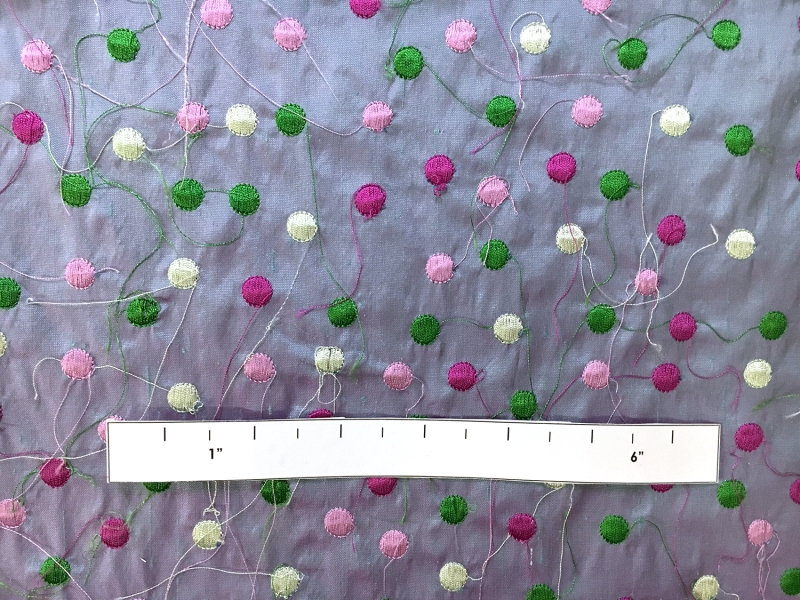 Iridescent Silk Shantung with Embroidered Dots1