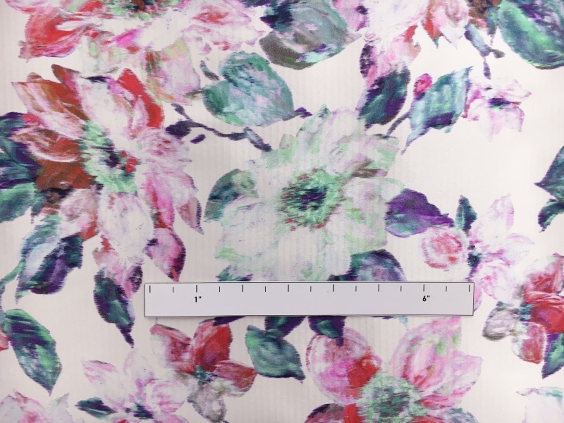 Printed Silk Jacquard Back Satin with Abstract Color Distorted Flowers1