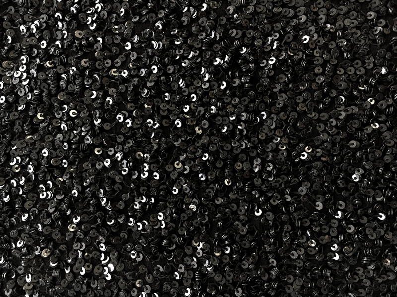 Shiny Black Sequins on Silk Chiffon 0
