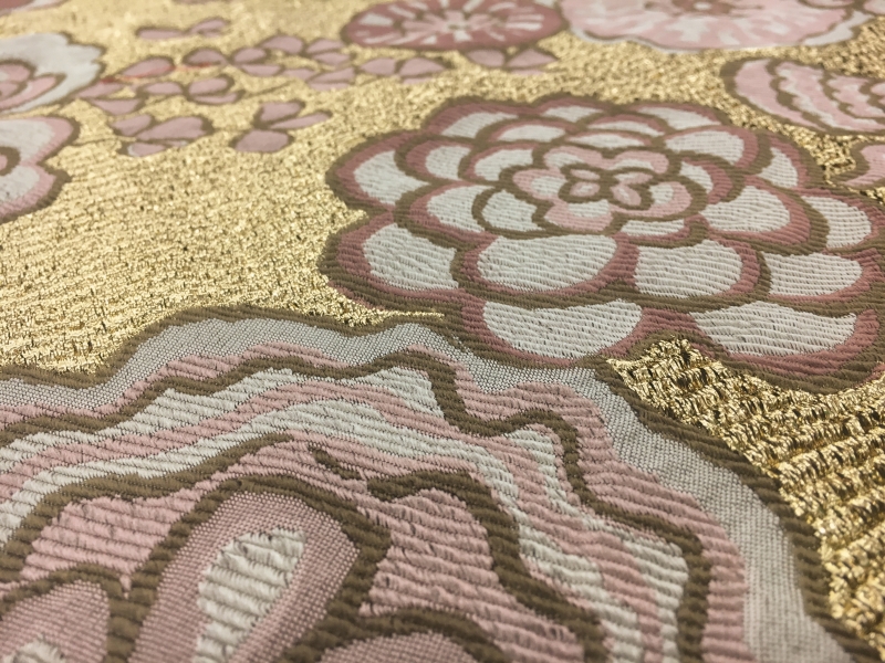 Metallic Burnout Fil Coupe with Large Florals on Metallic Gold Organza2