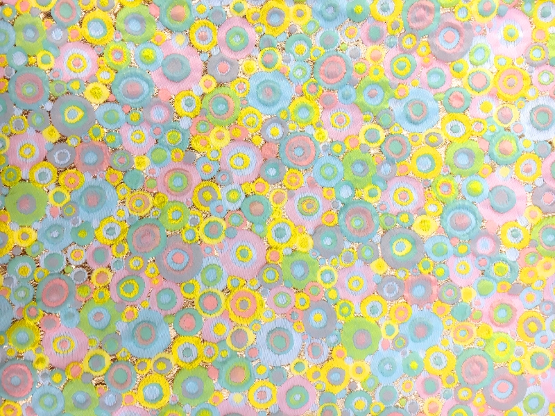 Vibrant Metallic Polyester Cloque with Dots0