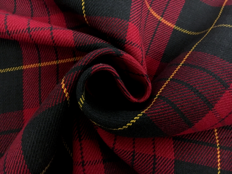 Cotton Tartan Plaid in Red Black and Gold1