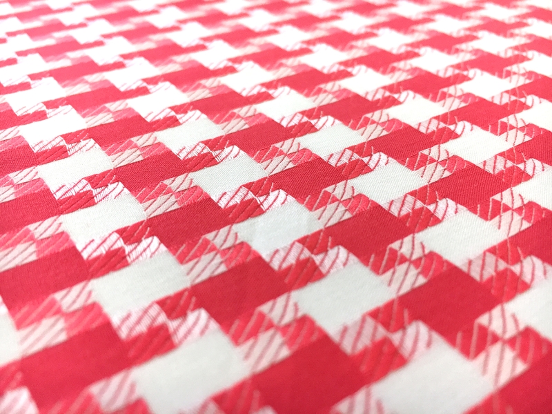 Italian Cotton Houndstooth Shirting in Vermilion2