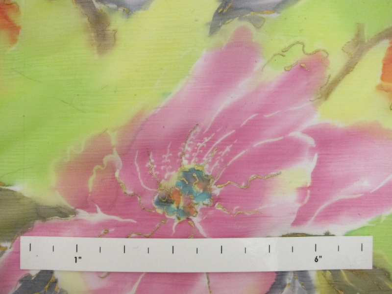 Hand Painted and Printed Silk Crinkle Chiffon0