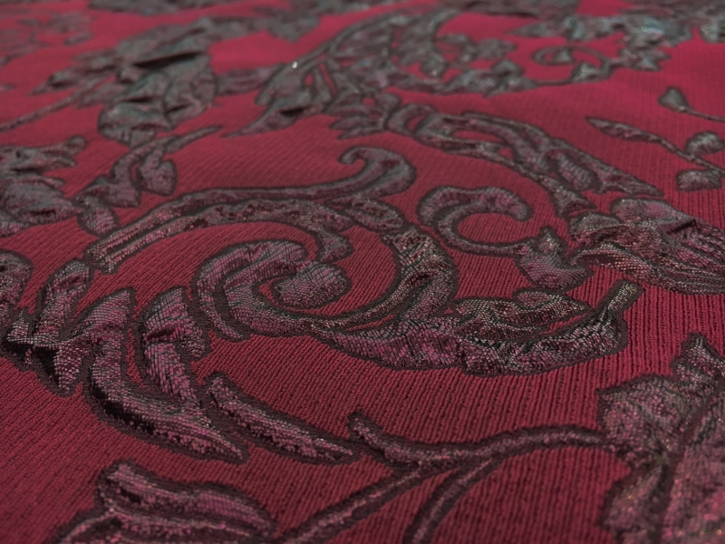 Floral and Paisley Pattern Silk Blend Metallic Cloqué Brocade2