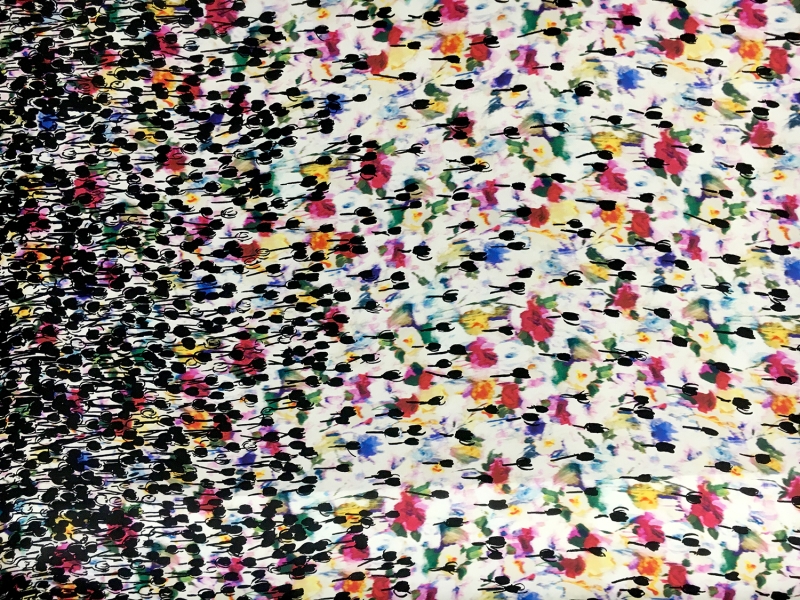 Printed Silk Gazar with Degradé Abstract Tulips0