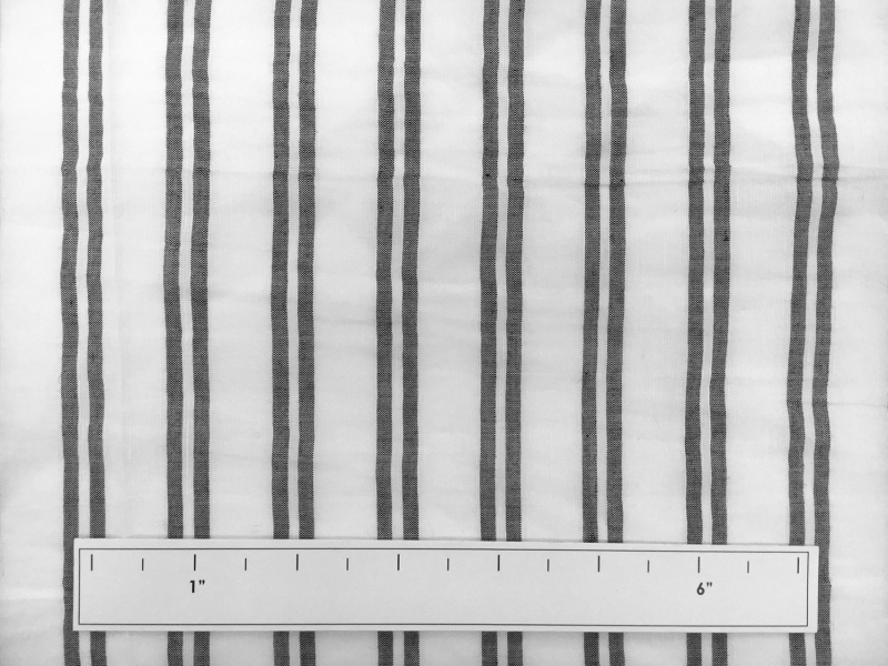 Rayon Linen Woven Stripe in White and Black2